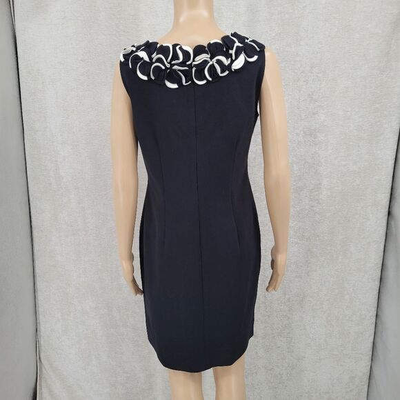 Cache Black Shift Dress with Layered 2D Statement Collar Women's Size 6 - Picture 7 of 13